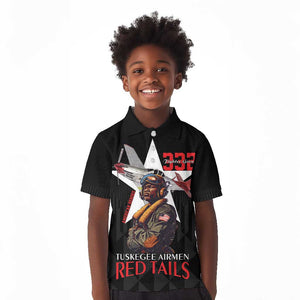 Tuskegee Airmen Red Tails Legacy Kid Polo Shirt African American Pilots - Black - African Pride