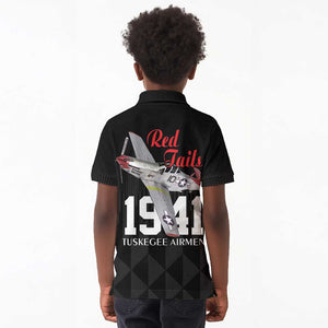 Tuskegee Airmen Red Tails Legacy Kid Polo Shirt African American Pilots - Black - African Pride
