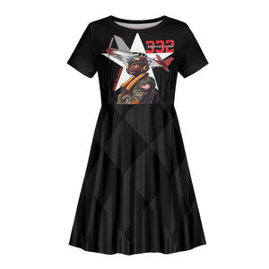Tuskegee Airmen Red Tails Legacy Kid Short Sleeve Dress African American Pilots - Black - African Pride