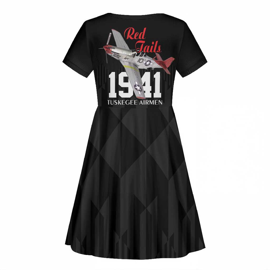 Tuskegee Airmen Red Tails Legacy Kid Short Sleeve Dress African American Pilots - Black - African Pride