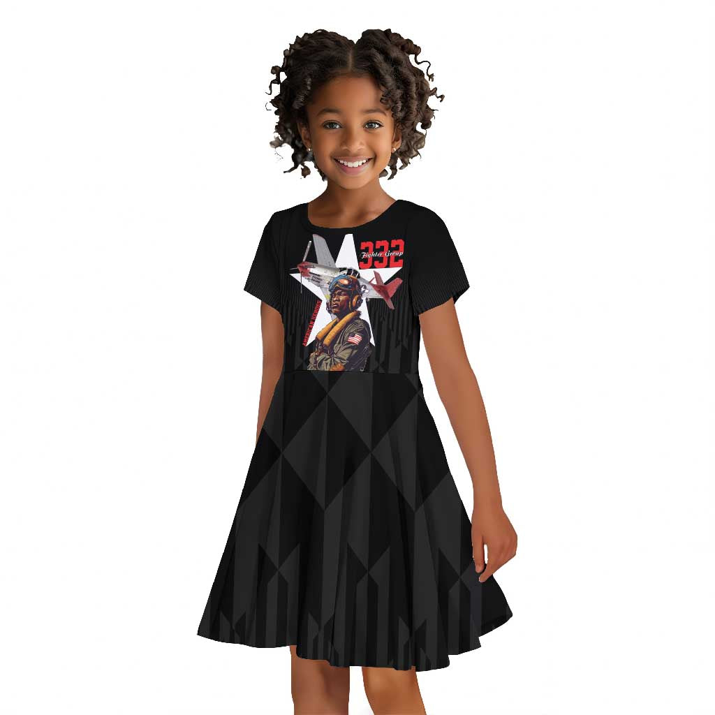 Tuskegee Airmen Red Tails Legacy Kid Short Sleeve Dress African American Pilots - Black - African Pride