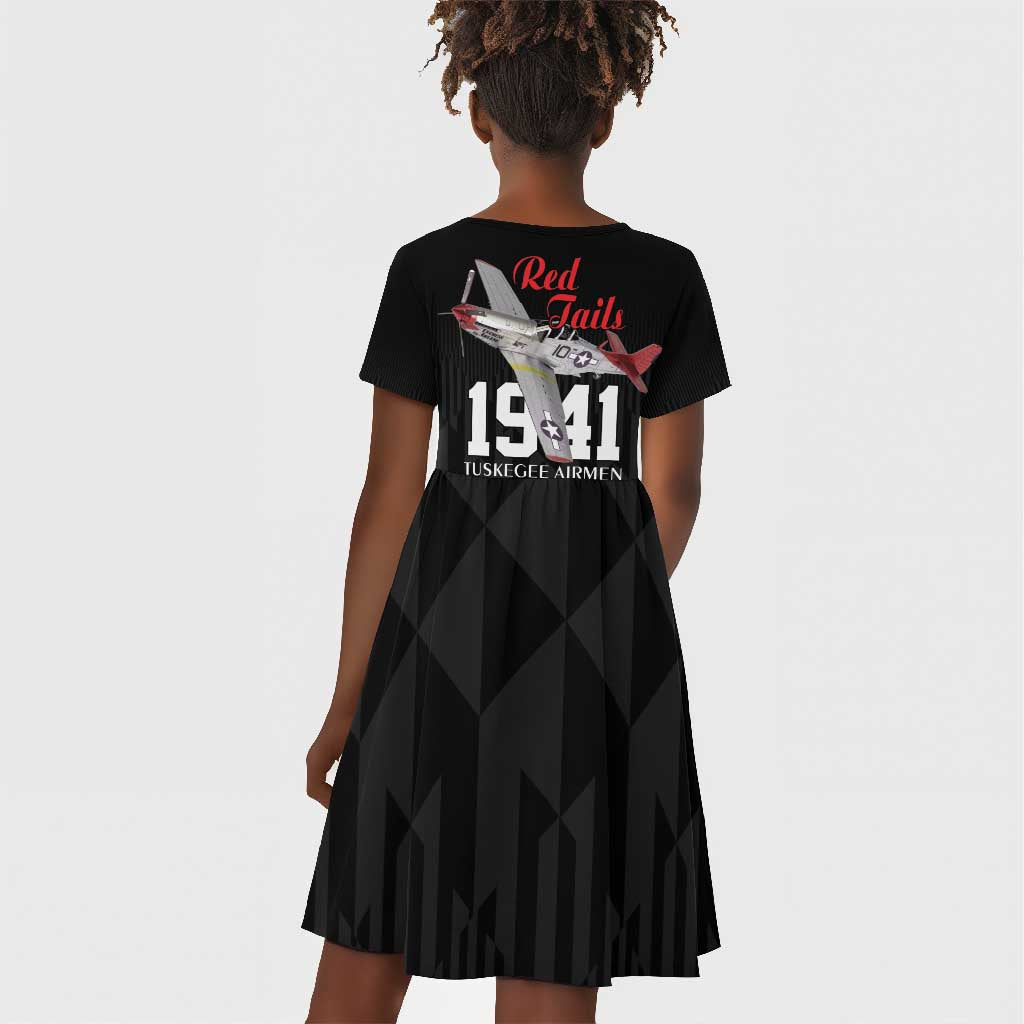 Tuskegee Airmen Red Tails Legacy Kid Short Sleeve Dress African American Pilots - Black - African Pride
