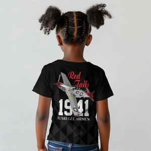 Tuskegee Airmen Red Tails Legacy Kid T shirt African American Pilots - Black - African Pride