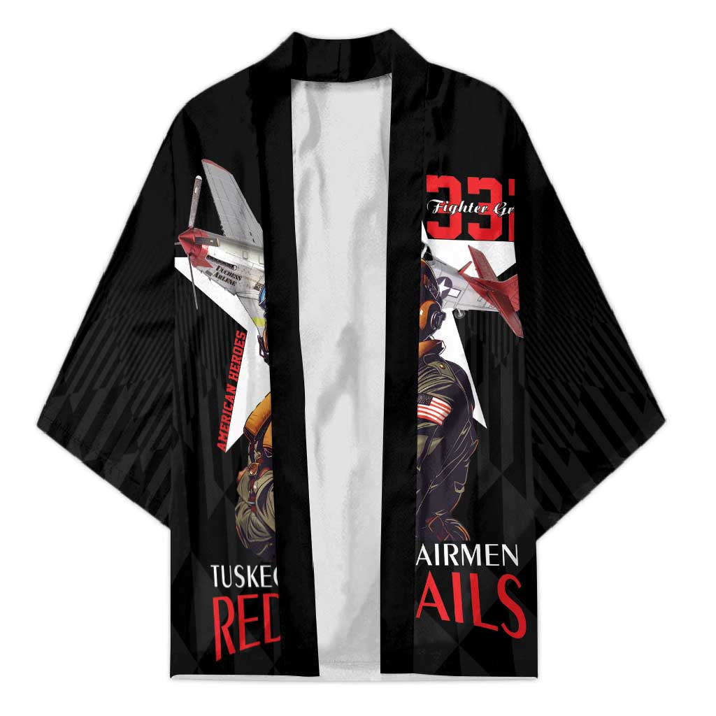 Tuskegee Airmen Red Tails Legacy Kimono African American Pilots - Black