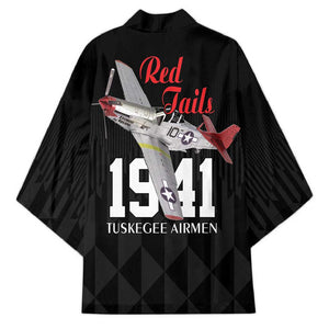 Tuskegee Airmen Red Tails Legacy Kimono African American Pilots - Black