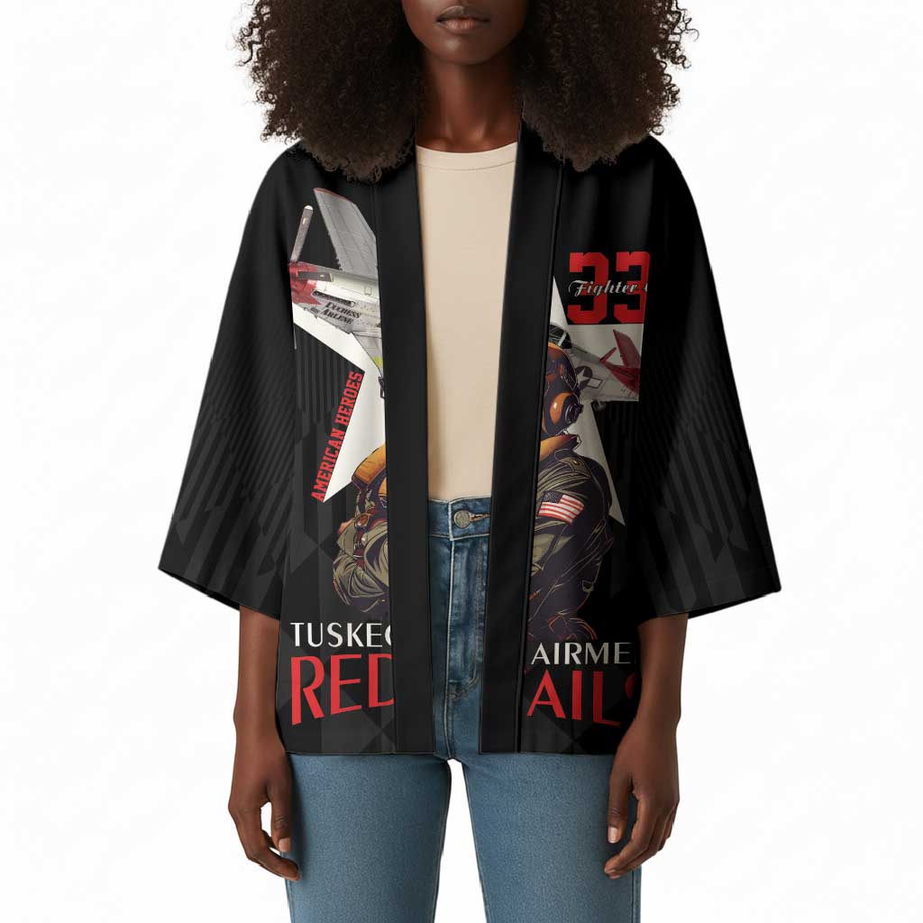 Tuskegee Airmen Red Tails Legacy Kimono African American Pilots - Black