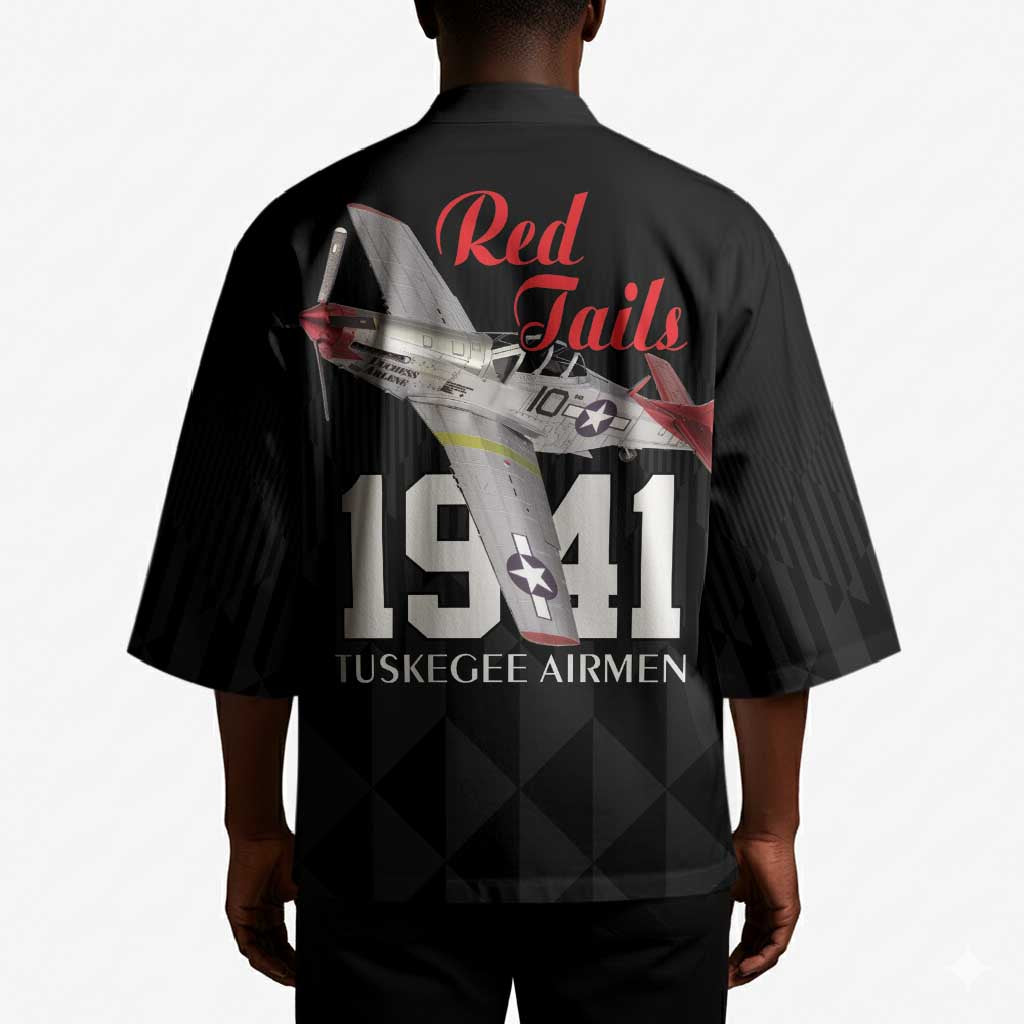 Tuskegee Airmen Red Tails Legacy Kimono African American Pilots - Black