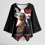 Tuskegee Airmen Red Tails Legacy Kimono Sleeve Blouse African American Pilots - Black
