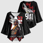 Tuskegee Airmen Red Tails Legacy Kimono Sleeve Blouse African American Pilots - Black