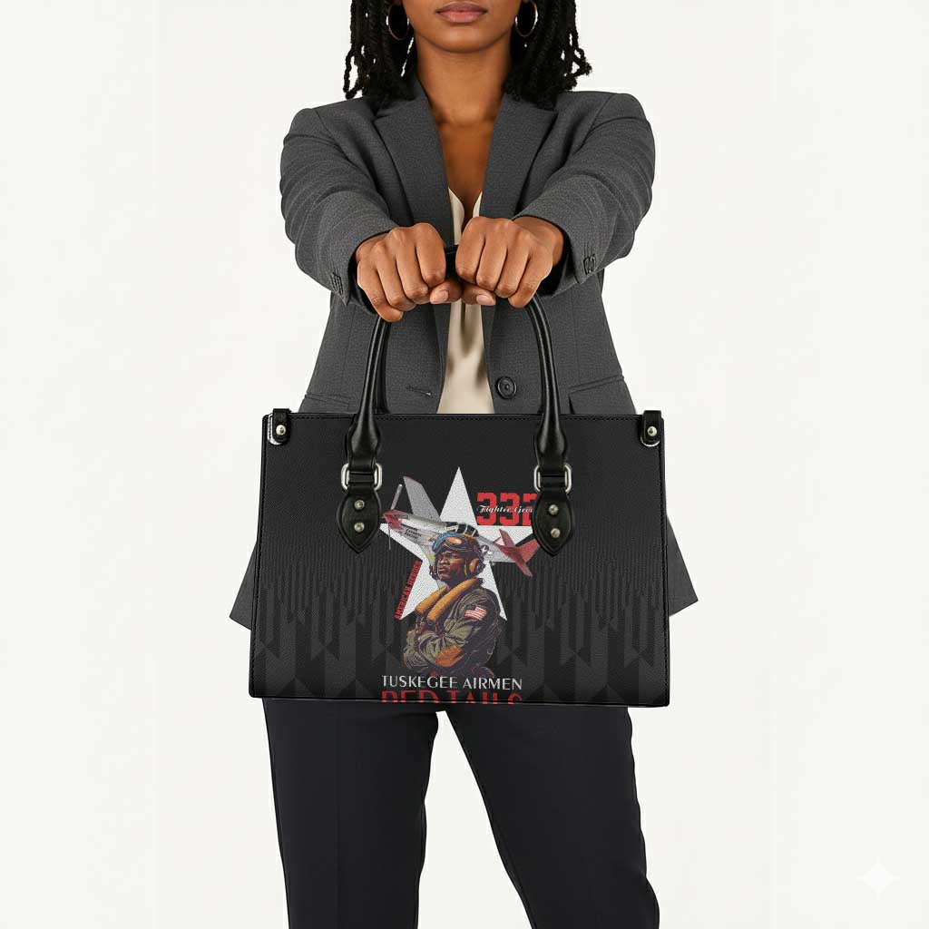 Tuskegee Airmen Red Tails Legacy Leather Bag African American Pilots - Black