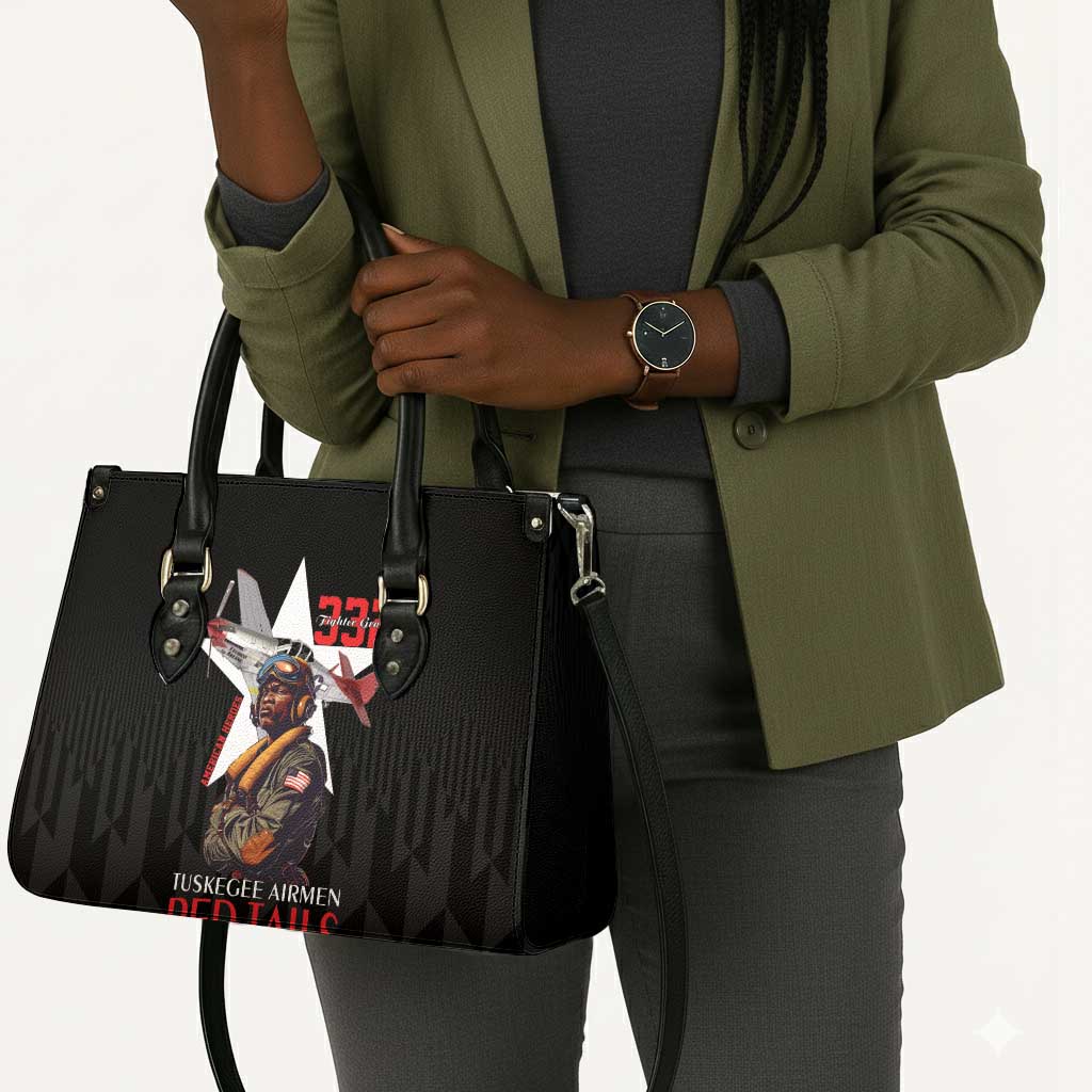 Tuskegee Airmen Red Tails Legacy Leather Bag African American Pilots - Black