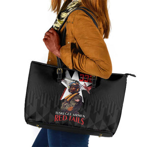 Tuskegee Airmen Red Tails Legacy Leather Tote Bag African American Pilots - Black - African Pride