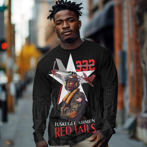 Tuskegee Airmen Red Tails Legacy Long Sleeve Shirt African American Pilots - Black - African Pride