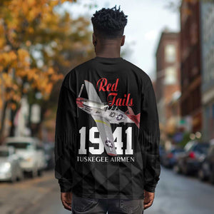 Tuskegee Airmen Red Tails Legacy Long Sleeve Shirt African American Pilots - Black - African Pride