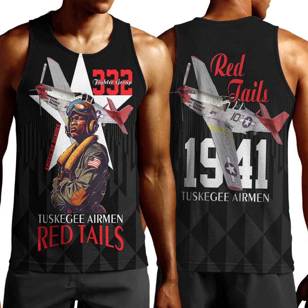 Tuskegee Airmen Red Tails Legacy Men Tank Top African American Pilots - Black - African Pride