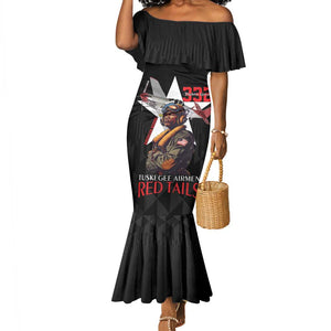 Tuskegee Airmen Red Tails Legacy Mermaid Dress African American Pilots - Black - African Pride