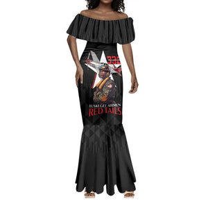 Tuskegee Airmen Red Tails Legacy Mermaid Dress African American Pilots - Black - African Pride