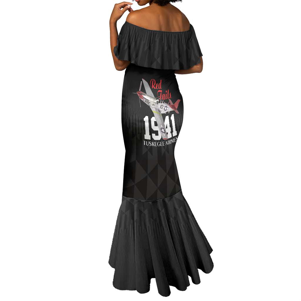 Tuskegee Airmen Red Tails Legacy Mermaid Dress African American Pilots - Black - African Pride