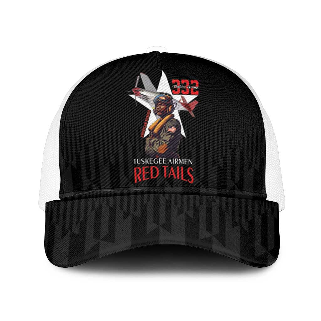 Tuskegee Airmen Red Tails Legacy Mesh Trucker Cap African American Pilots - Black - African Pride
