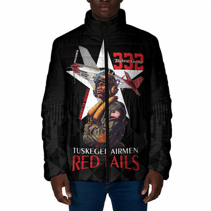 Tuskegee Airmen Red Tails Legacy Padded Jacket African American Pilots - Black