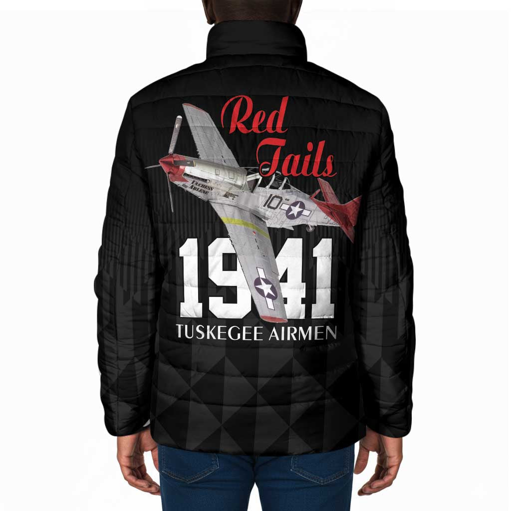 Tuskegee Airmen Red Tails Legacy Padded Jacket African American Pilots - Black