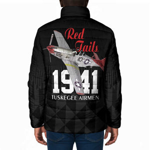 Tuskegee Airmen Red Tails Legacy Padded Jacket African American Pilots - Black