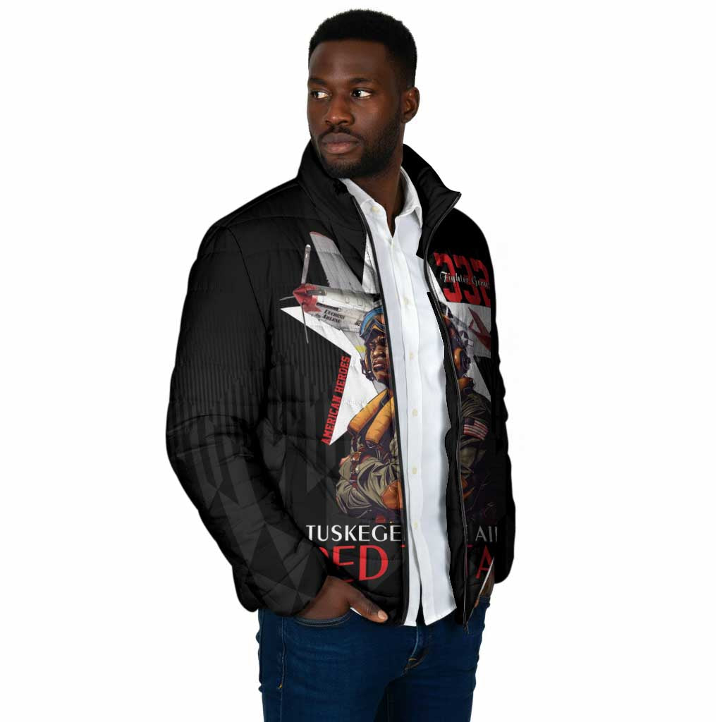 Tuskegee Airmen Red Tails Legacy Padded Jacket African American Pilots - Black