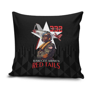 Tuskegee Airmen Red Tails Legacy Pillow Cover African American Pilots - Black
