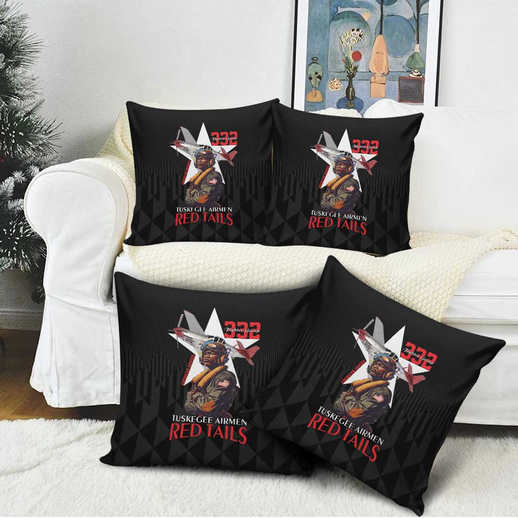 Tuskegee Airmen Red Tails Legacy Pillow Cover African American Pilots - Black
