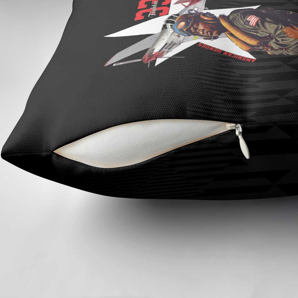 Tuskegee Airmen Red Tails Legacy Pillow Cover African American Pilots - Black