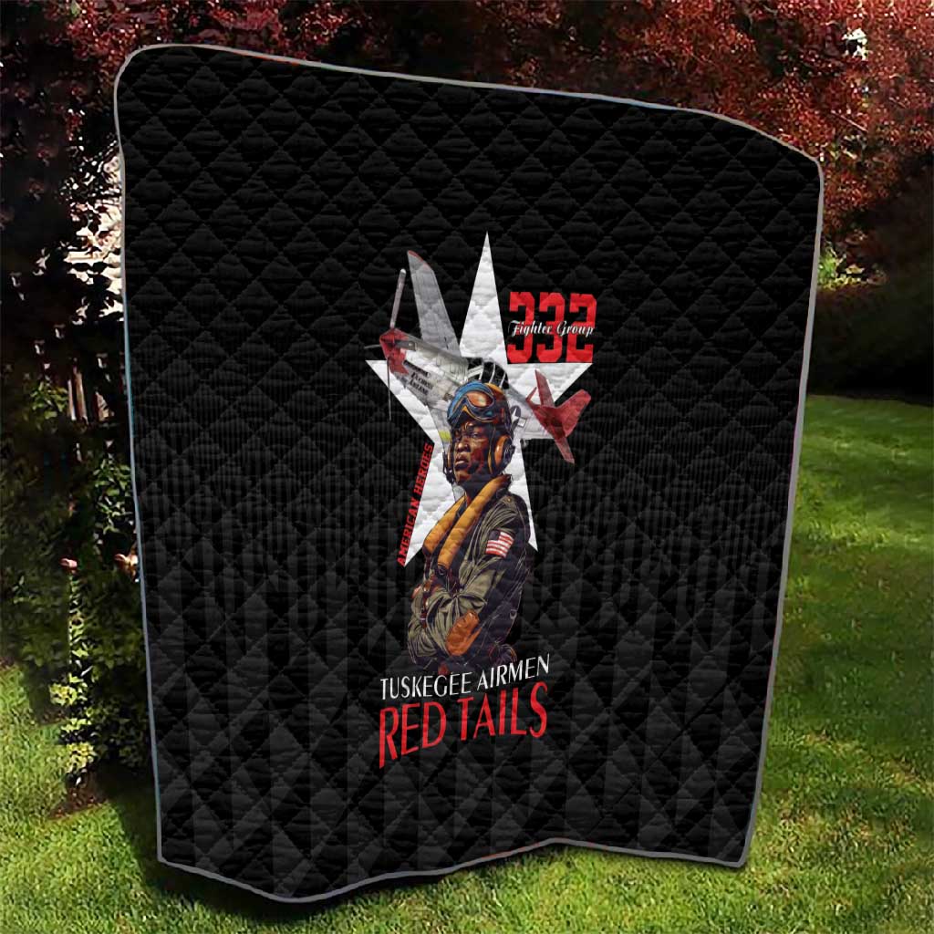 Tuskegee Airmen Red Tails Legacy Quilt African American Pilots - Black - African Pride