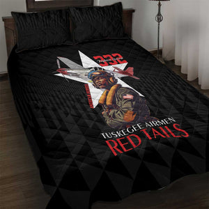 Tuskegee Airmen Red Tails Legacy Quilt Bed Set African American Pilots - Black - African Pride