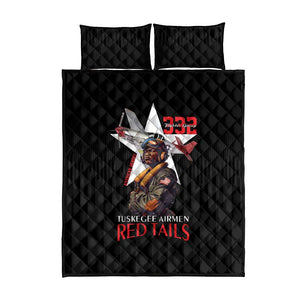 Tuskegee Airmen Red Tails Legacy Quilt Bed Set African American Pilots - Black - African Pride