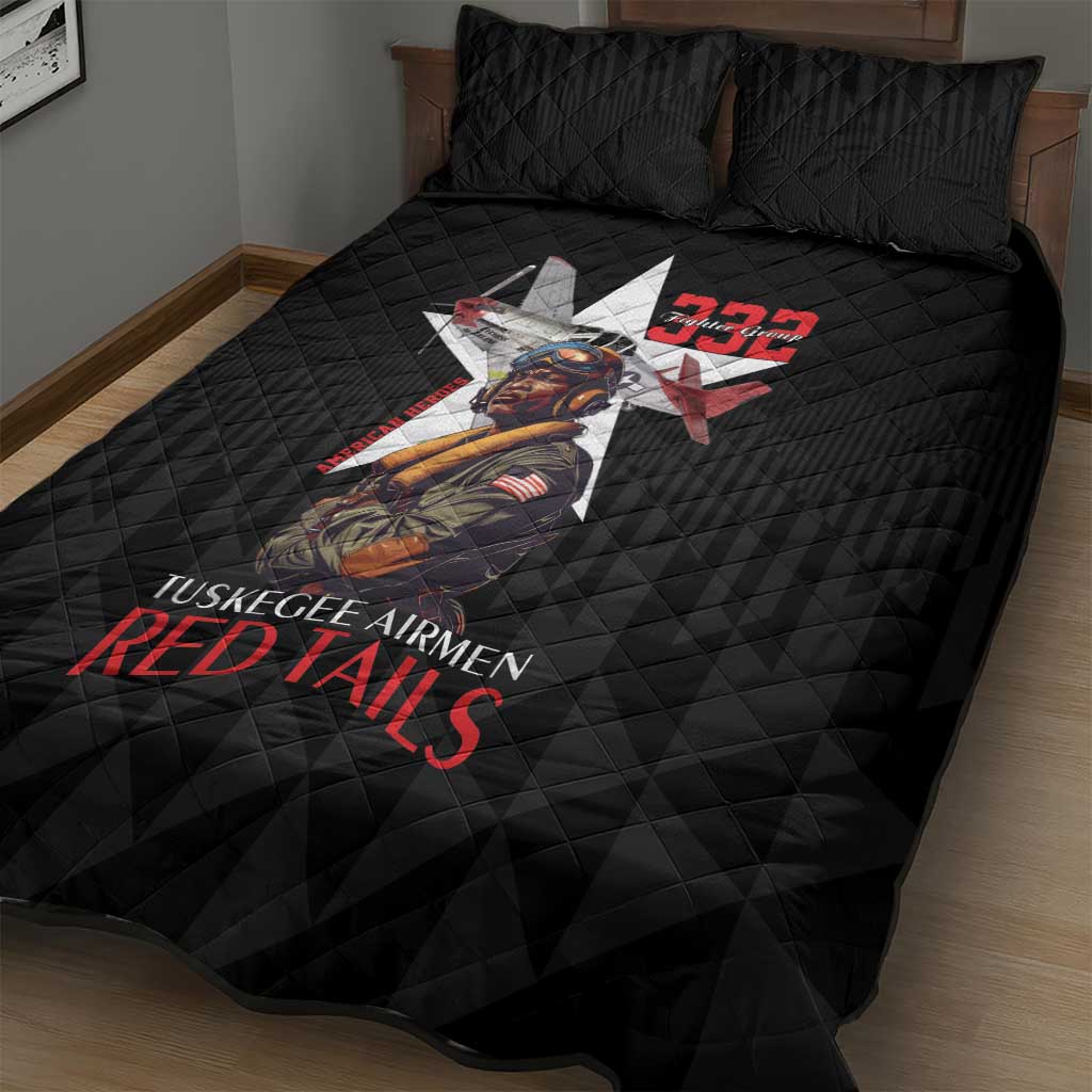 Tuskegee Airmen Red Tails Legacy Quilt Bed Set African American Pilots - Black - African Pride