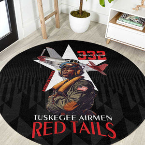 Tuskegee Airmen Red Tails Legacy Round Carpet African American Pilots - Black - African Pride