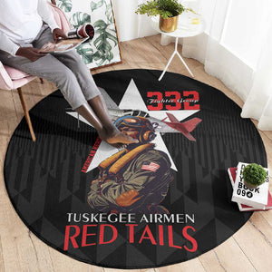 Tuskegee Airmen Red Tails Legacy Round Carpet African American Pilots - Black - African Pride