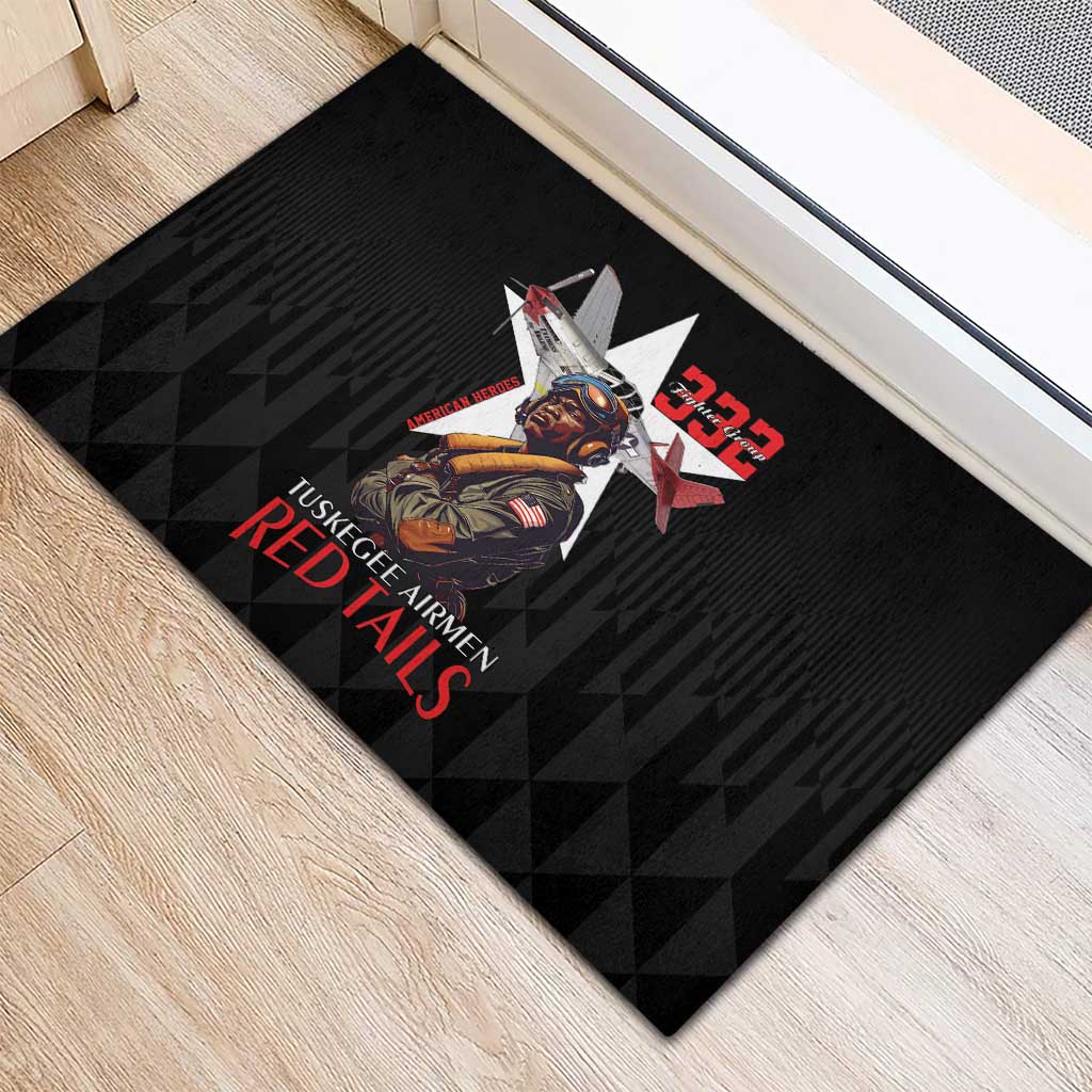 Tuskegee Airmen Red Tails Legacy Rubber Doormat African American Pilots - Black - African Pride