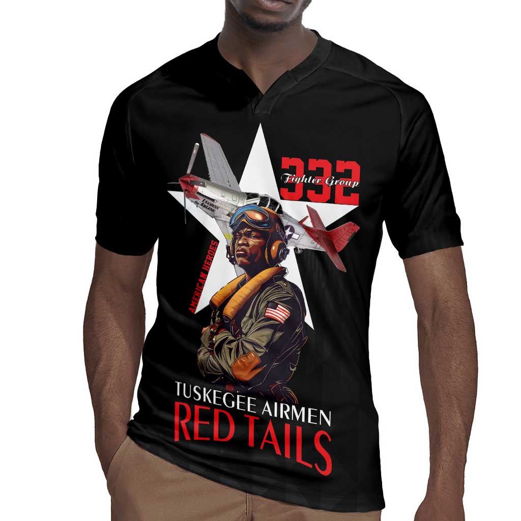 Tuskegee Airmen Red Tails Legacy Rugby Jersey African American Pilots - Black - African Pride