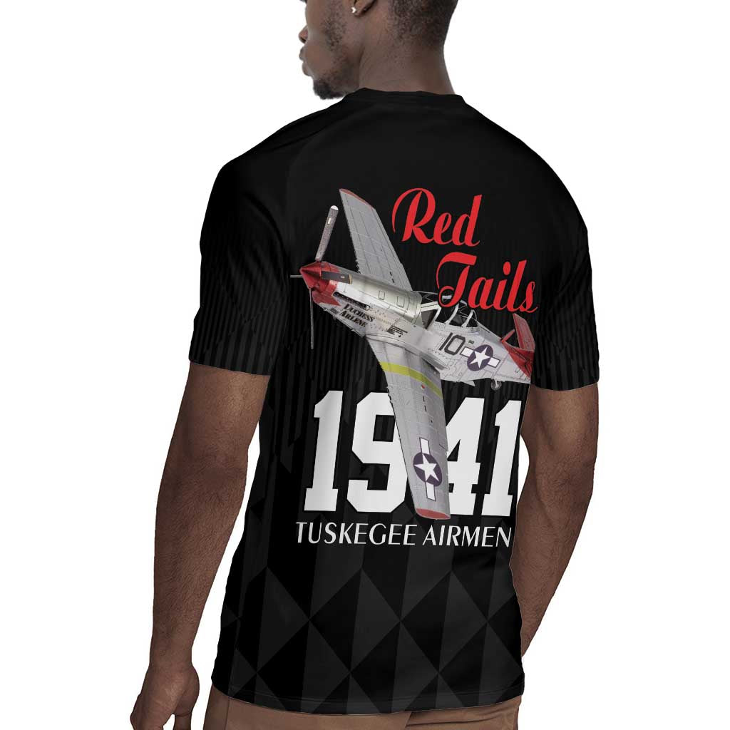 Tuskegee Airmen Red Tails Legacy Rugby Jersey African American Pilots - Black - African Pride