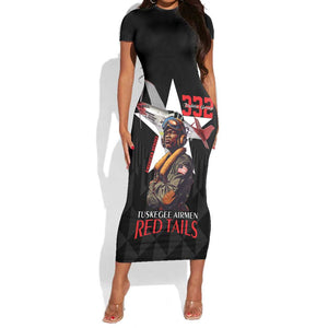 Tuskegee Airmen Red Tails Legacy Short Sleeve Bodycon Dress African American Pilots - Black - African Pride