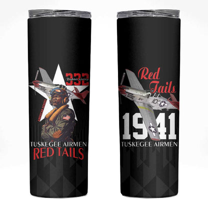 Tuskegee Airmen Red Tails Legacy Skinny Tumbler African American Pilots - Black - African Pride