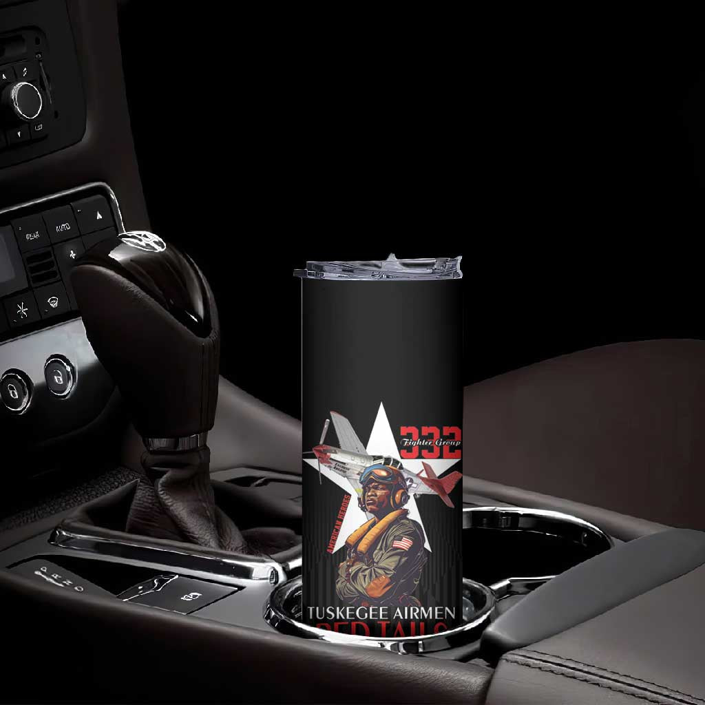 Tuskegee Airmen Red Tails Legacy Skinny Tumbler African American Pilots - Black - African Pride