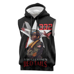 Tuskegee Airmen Red Tails Legacy Sleeveless Hoodie African American Pilots - Black - African Pride
