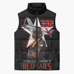 Tuskegee Airmen Red Tails Legacy Sleeveless Puffer Jacket African American Pilots - Black