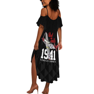 Tuskegee Airmen Red Tails Legacy Summer Maxi Dress African American Pilots - Black - African Pride