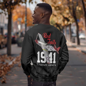 Tuskegee Airmen Red Tails Legacy Sweatshirt African American Pilots - Black - African Pride