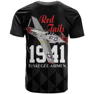 Tuskegee Airmen Red Tails Legacy T shirt African American Pilots - Black - African Pride