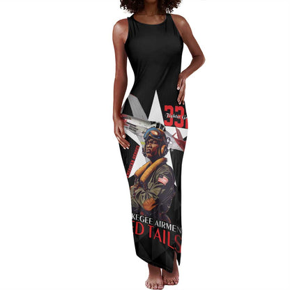 Tuskegee Airmen Red Tails Legacy Tank Maxi Dress African American Pilots - Black - African Pride