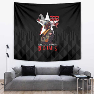 Tuskegee Airmen Red Tails Legacy Tapestry African American Pilots - Black - African Pride