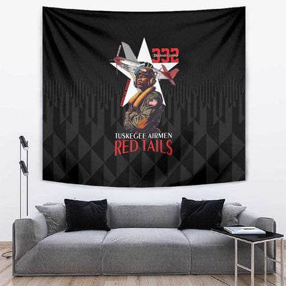 Tuskegee Airmen Red Tails Legacy Tapestry African American Pilots - Black - African Pride